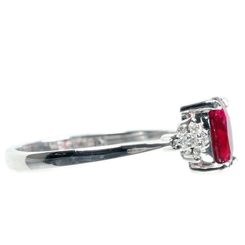 【中古】K18WG no heat RUBY 非加熱ピジョンブラッドルビーリング R1.03ct D0.12ct AIGS鑑別書 2.2g #13