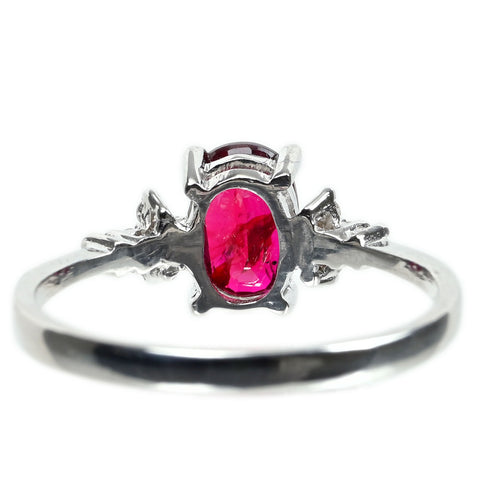 【中古】K18WG no heat RUBY 非加熱ピジョンブラッドルビーリング R1.03ct D0.12ct AIGS鑑別書 2.2g #13