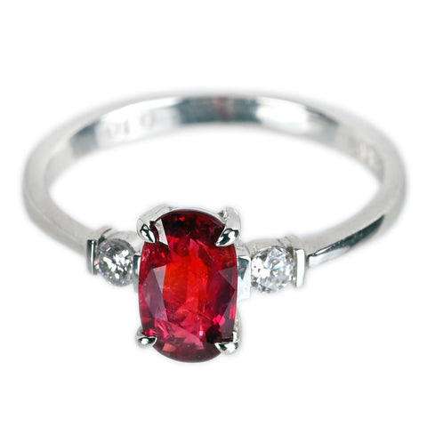 【中古】K18WG no heat RUBY 非加熱ピジョンブラッドルビーリング R1.12ct D0.15ct AIGS鑑別書 2.4g #13.5
