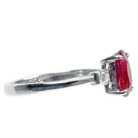 【中古】K18WG no heat RUBY 非加熱ピジョンブラッドルビーリング R1.12ct D0.15ct AIGS鑑別書 2.4g #13.5