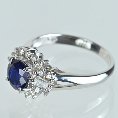 【中古】K18WG SAPPHIRE サファイアリング S1.43ct D0.51ct 4.2g #14
