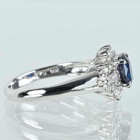【中古】K18WG SAPPHIRE サファイアリング S1.43ct D0.51ct 4.2g #14
