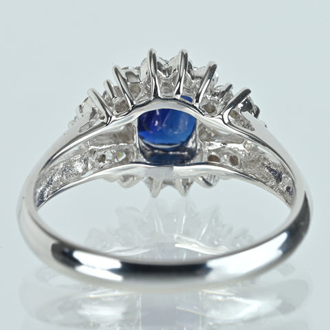 【中古】K18WG SAPPHIRE サファイアリング S1.43ct D0.51ct 4.2g #14