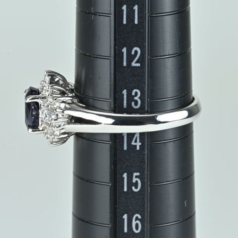 【中古】K18WG SAPPHIRE サファイアリング S1.43ct D0.51ct 4.2g #14