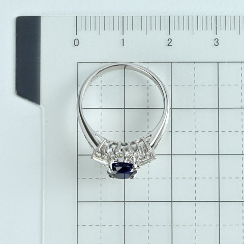 【中古】K18WG SAPPHIRE サファイアリング S1.43ct D0.51ct 4.2g #14