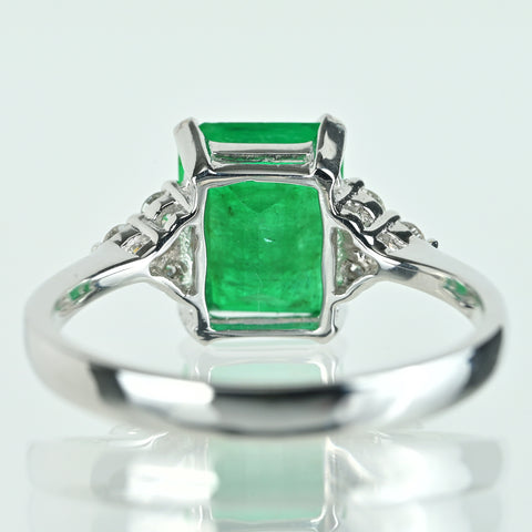 【中古】K18WG EMERALDエメラルドリング E2.26ct D0.17ct 3.0g #13