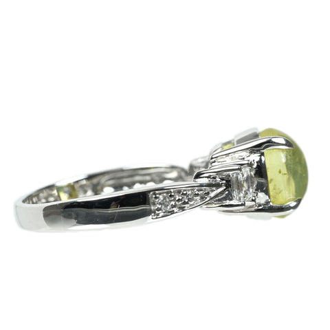 【中古】K18WG CATS EYE キャッツアイ リング CE4.05ct D0.33ct 5.1g #14