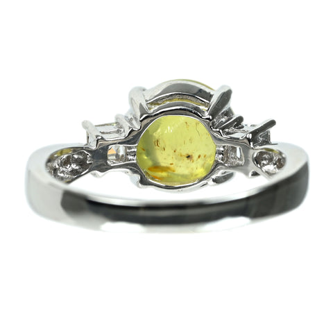 【中古】K18WG CATS EYE キャッツアイ リング CE4.05ct D0.33ct 5.1g #14