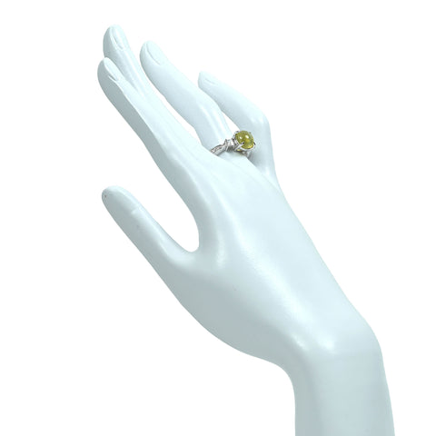 【中古】K18WG CATS EYE キャッツアイ リング CE4.05ct D0.33ct 5.1g #14