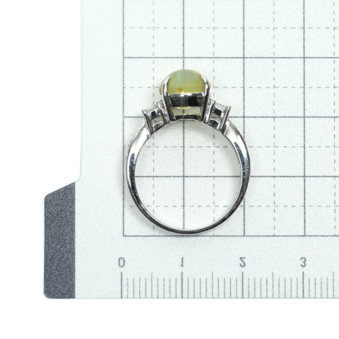 【中古】K18WG CATS EYE キャッツアイ リング CE4.05ct D0.33ct 5.1g #14