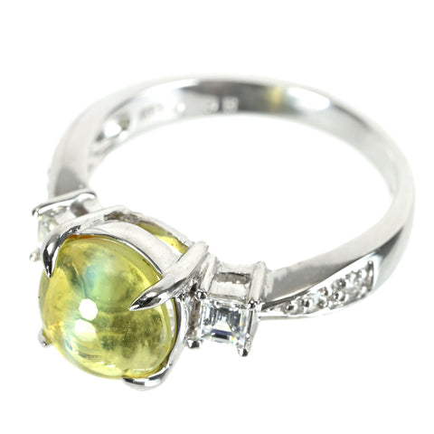 【中古】K18WG CATS EYE キャッツアイ リング CE4.05ct D0.33ct 5.1g #14
