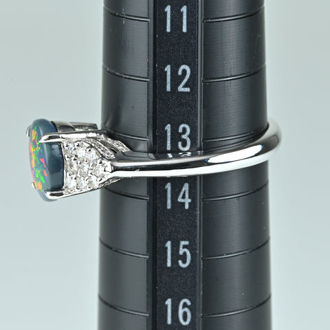 K18WG ブラックオパールリング BO1.02ct D0.35ct #13.5 鑑別