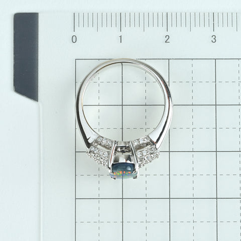 K18WG ブラックオパールリング BO1.02ct D0.35ct #13.5 鑑別