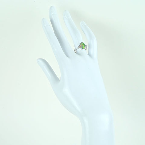 【中古】K18WG BLACK OPALブラックオパールリング BO1.22ct D0.11ct 3.3g #13.5