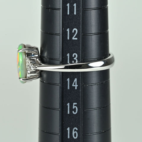 【中古】K18WG BLACK OPALブラックオパールリング BO1.22ct D0.11ct 3.3g #13.5