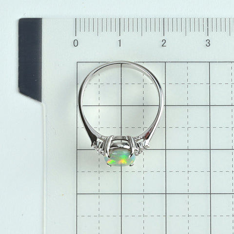 【中古】K18WG BLACK OPALブラックオパールリング BO1.22ct D0.11ct 3.3g #13.5