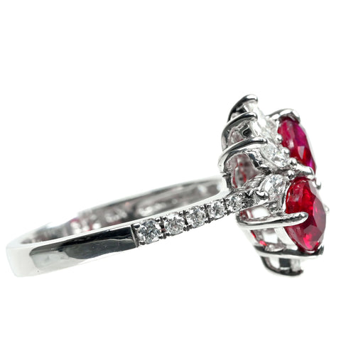 【中古】K18WG no heat RUBY 非加熱ピジョンブラッドルビー R1.03ct/R1.02ct D0.61 AIGS鑑別書 4.8g #15