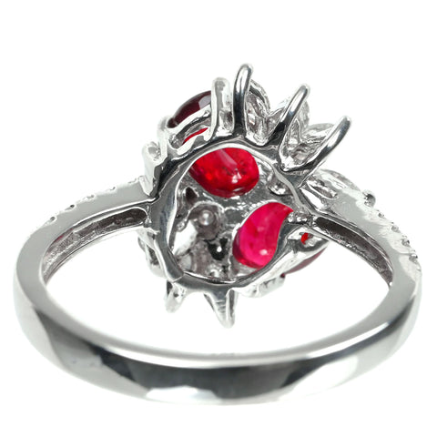 【中古】K18WG no heat RUBY 非加熱ピジョンブラッドルビー R1.03ct/R1.02ct D0.61 AIGS鑑別書 4.8g #15