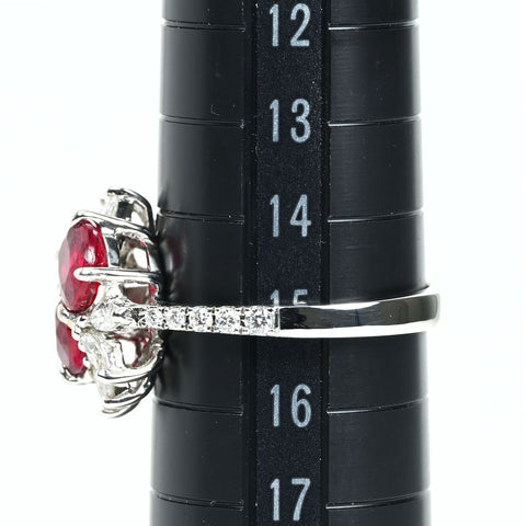 【中古】K18WG no heat RUBY 非加熱ピジョンブラッドルビー R1.03ct/R1.02ct D0.61 AIGS鑑別書 4.8g #15