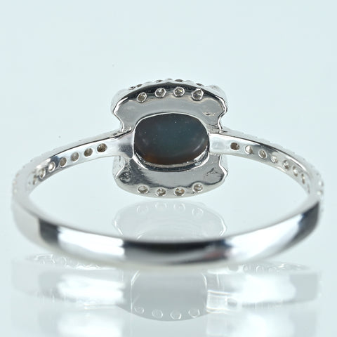【中古】K18WG BLACK OPAL ブラックオパールリング BO0.50ct D0.20ct 1.7g #13