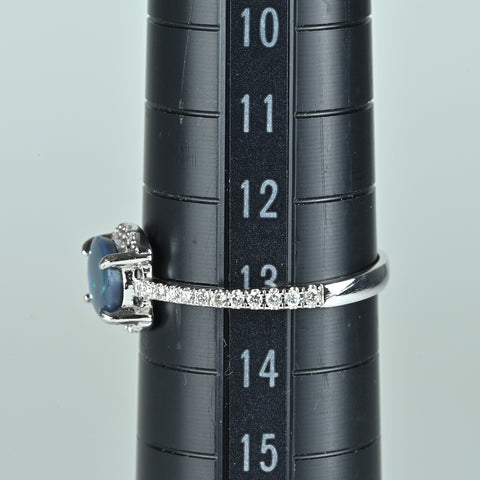 【中古】K18WG BLACK OPAL ブラックオパールリング BO0.50ct D0.20ct 1.7g #13