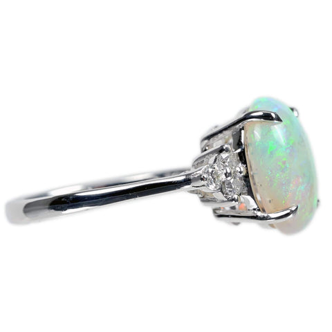 【中古】K18WG WHITE OPAL オパールリング OP2.44ct D0.20ct 3.0g #13