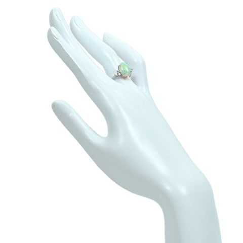 【中古】K18WG WHITE OPAL オパールリング OP2.44ct D0.20ct 3.0g #13