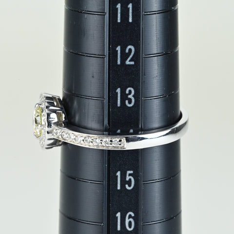 【中古】K18WG DIAMONDダイヤモンドリング 0.321ct D0.16ct 4.0g #14