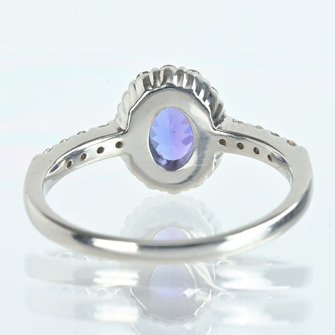 【中古】PT950 TANZANITE タンザナイトリング T0.64ct D0.29ct 4.4g #11.5