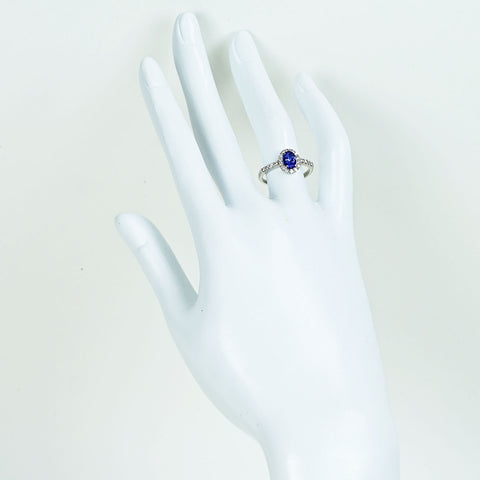【中古】PT950 TANZANITE タンザナイトリング T0.64ct D0.29ct 4.4g #11.5