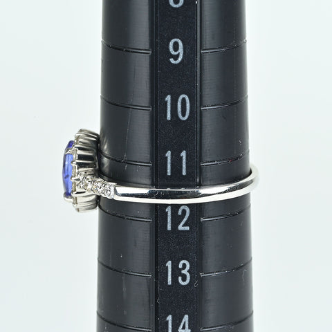 【中古】PT950 TANZANITE タンザナイトリング T0.64ct D0.29ct 4.4g #11.5