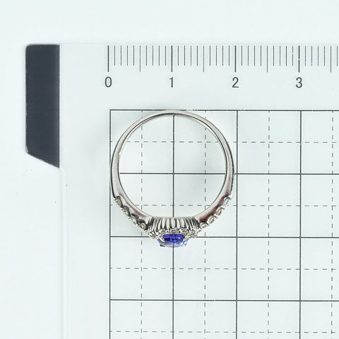 【中古】PT950 TANZANITE タンザナイトリング T0.64ct D0.29ct 4.4g #11.5