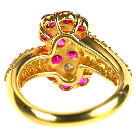 【中古】K18YG RUBY ルビーリング R1.30ct D0.90ct 7.0g #8