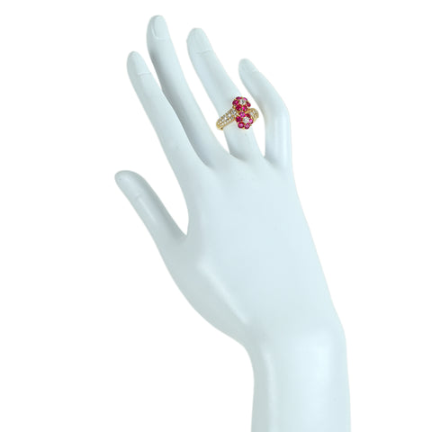 【中古】K18YG RUBY ルビーリング R1.30ct D0.90ct 7.0g #8