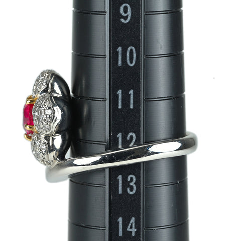 【中古】PT900/K18YG RUBY ルビーリング 0.785ct D0.51ct CGLソーティング 10.1g #12.5