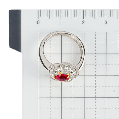 【中古】PT900/K18YG RUBY ルビーリング 0.785ct D0.51ct CGLソーティング 10.1g #12.5