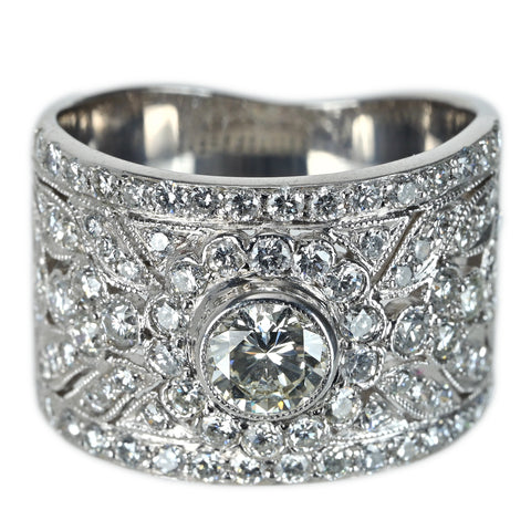 【中古】K18WG DIAMONDダイヤモンドリング 0.55ct D1.50ct 9.6g #13.5