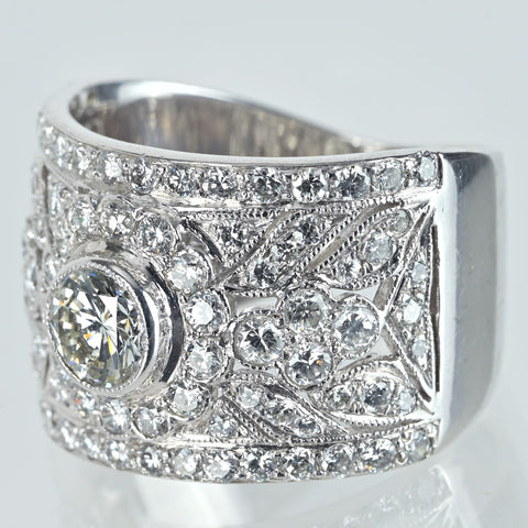【中古】K18WG DIAMONDダイヤモンドリング 0.55ct D1.50ct 9.6g #13.5