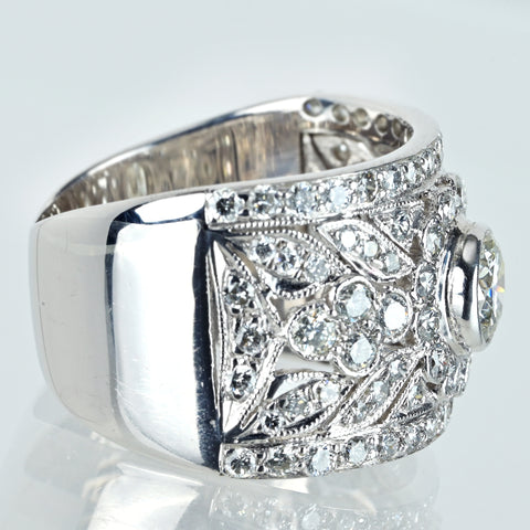【中古】K18WG DIAMONDダイヤモンドリング 0.55ct D1.50ct 9.6g #13.5