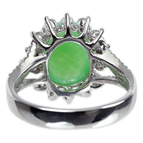 【中古】K18WG JADEITE ヒスイリング J3.726ct D0.57ct 5.3g #13.5
