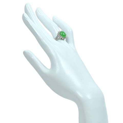 【中古】K18WG JADEITE ヒスイリング J3.726ct D0.57ct 5.3g #13.5