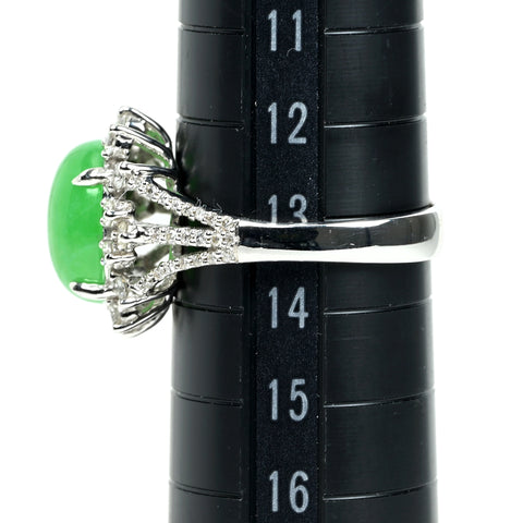 【中古】K18WG JADEITE ヒスイリング J3.726ct D0.57ct 5.3g #13.5