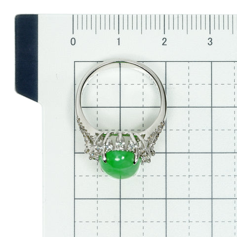 【中古】K18WG JADEITE ヒスイリング J3.726ct D0.57ct 5.3g #13.5