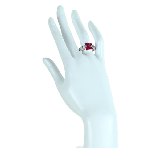 【中古】LES ESSENTIELLES レ・エッセンシャル K18WG RUBY ルビーリング インビジブルセッティング 6.7g #19