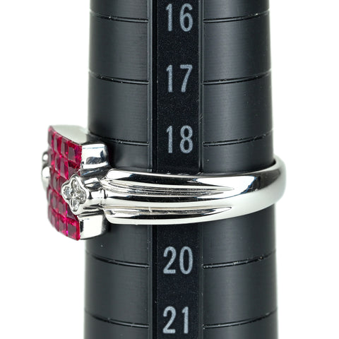 【中古】LES ESSENTIELLES レ・エッセンシャル K18WG RUBY ルビーリング インビジブルセッティング 6.7g #19