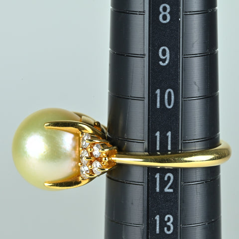 【中古】K18YG golden pearl ゴールデンパールリング 12.0mm D0.38t 7.7g #11.5