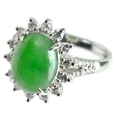 【中古】K18WG JADEITE ヒスイリング J4.04ct D0.57ct 5.4g #13