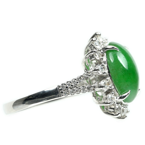 【中古】K18WG JADEITE ヒスイリング J4.04ct D0.57ct 5.4g #13