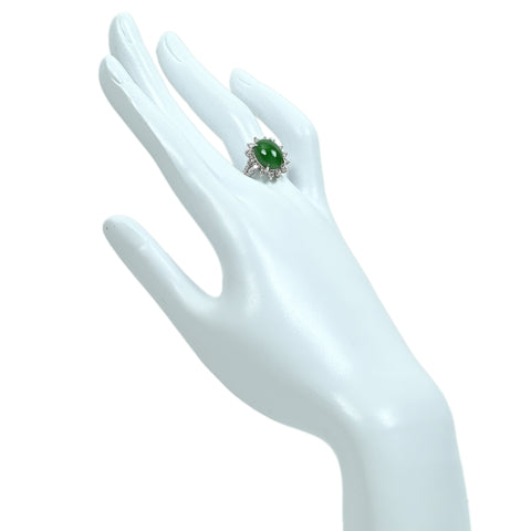 【中古】K18WG JADEITE ヒスイリング J4.04ct D0.57ct 5.4g #13