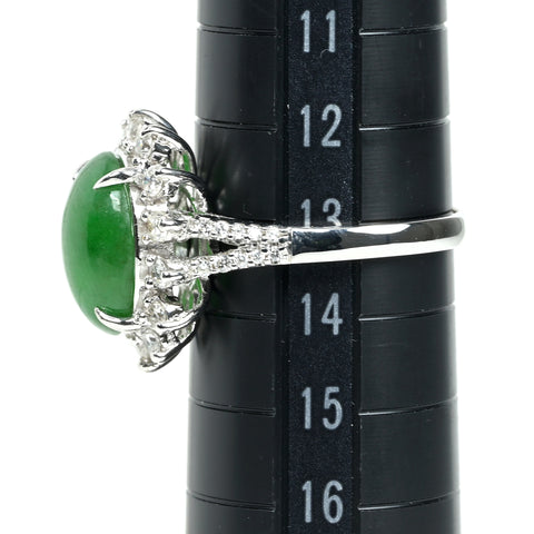【中古】K18WG JADEITE ヒスイリング J4.04ct D0.57ct 5.4g #13